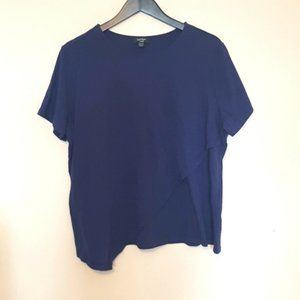 Lord & Taylor navy blue asymmetrical drape front  tee shirt